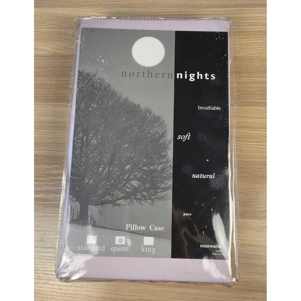 Northern Nights Queen Sized Pillowcase‎ Pair - 100% Cotton - Lilac- Luxury